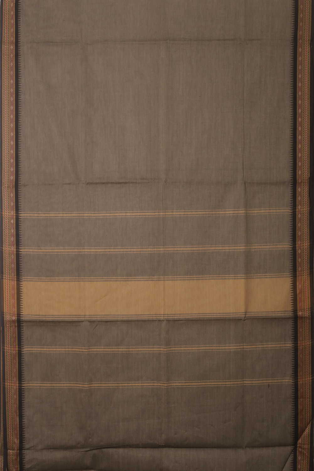 Thread Border with Grey Kanchipuram Cotton saree - Image 2