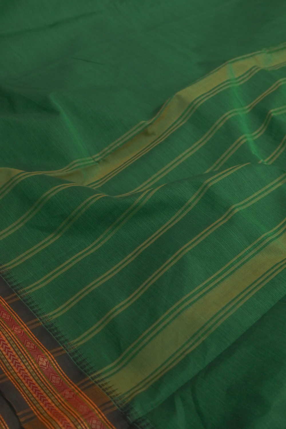 Deep Green Kanchipuram Cotton saree - Image 3