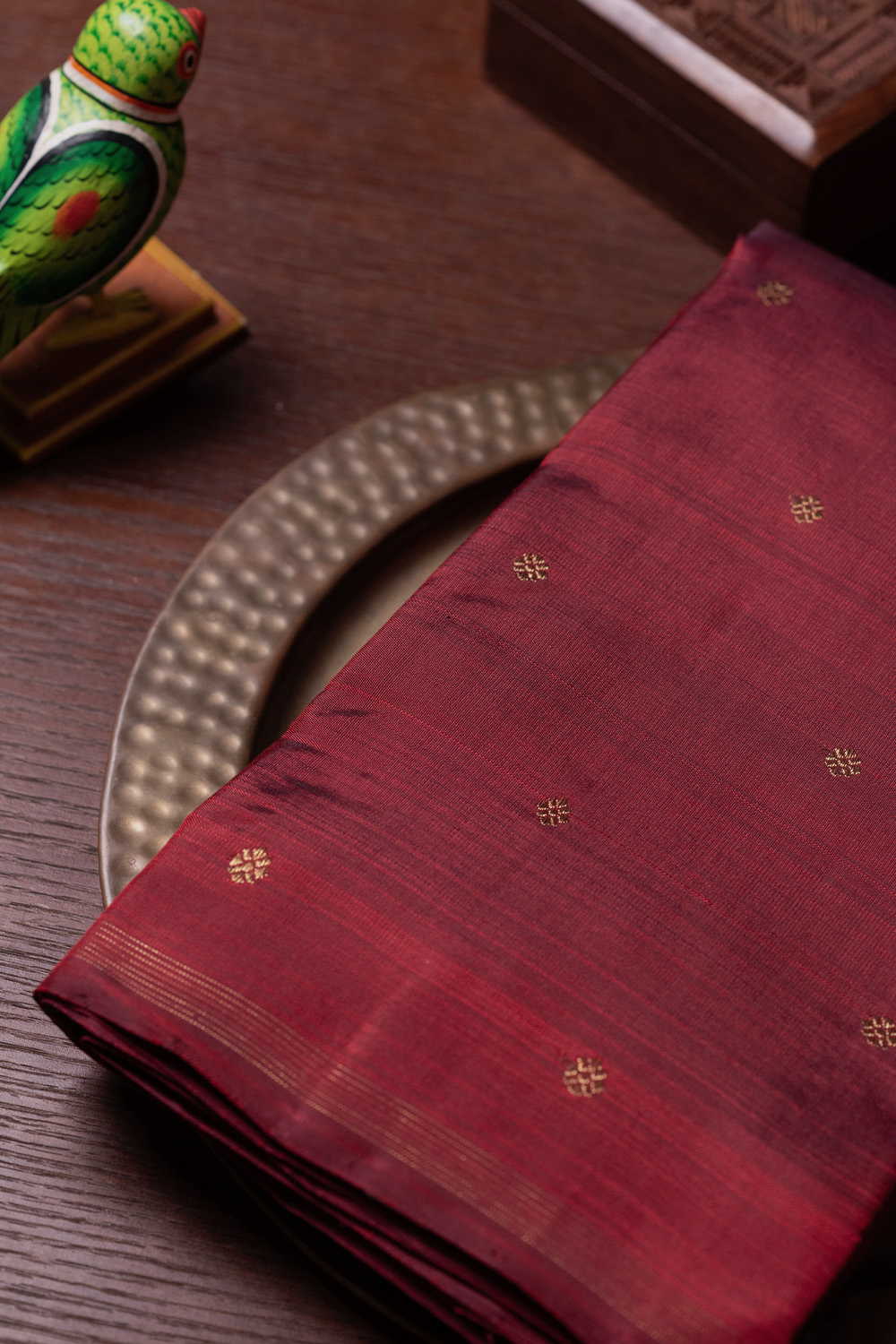 Maroon with Zari Butti Kanchipuram Silk saree