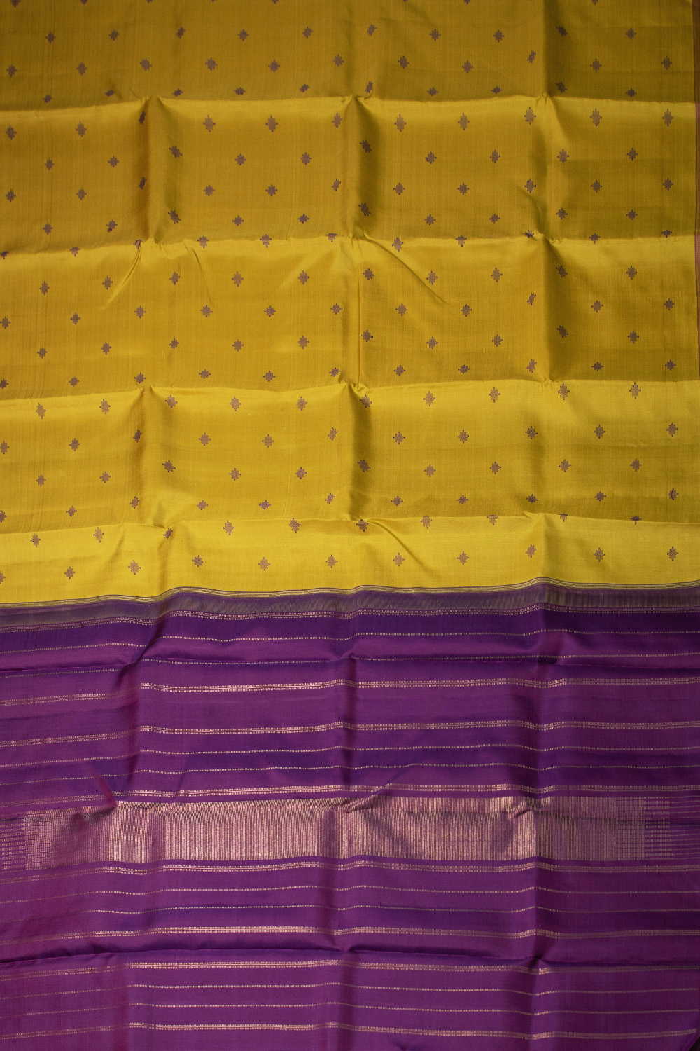Yellow with Purple Pallu Kanchipuram Silk saree - Image 2