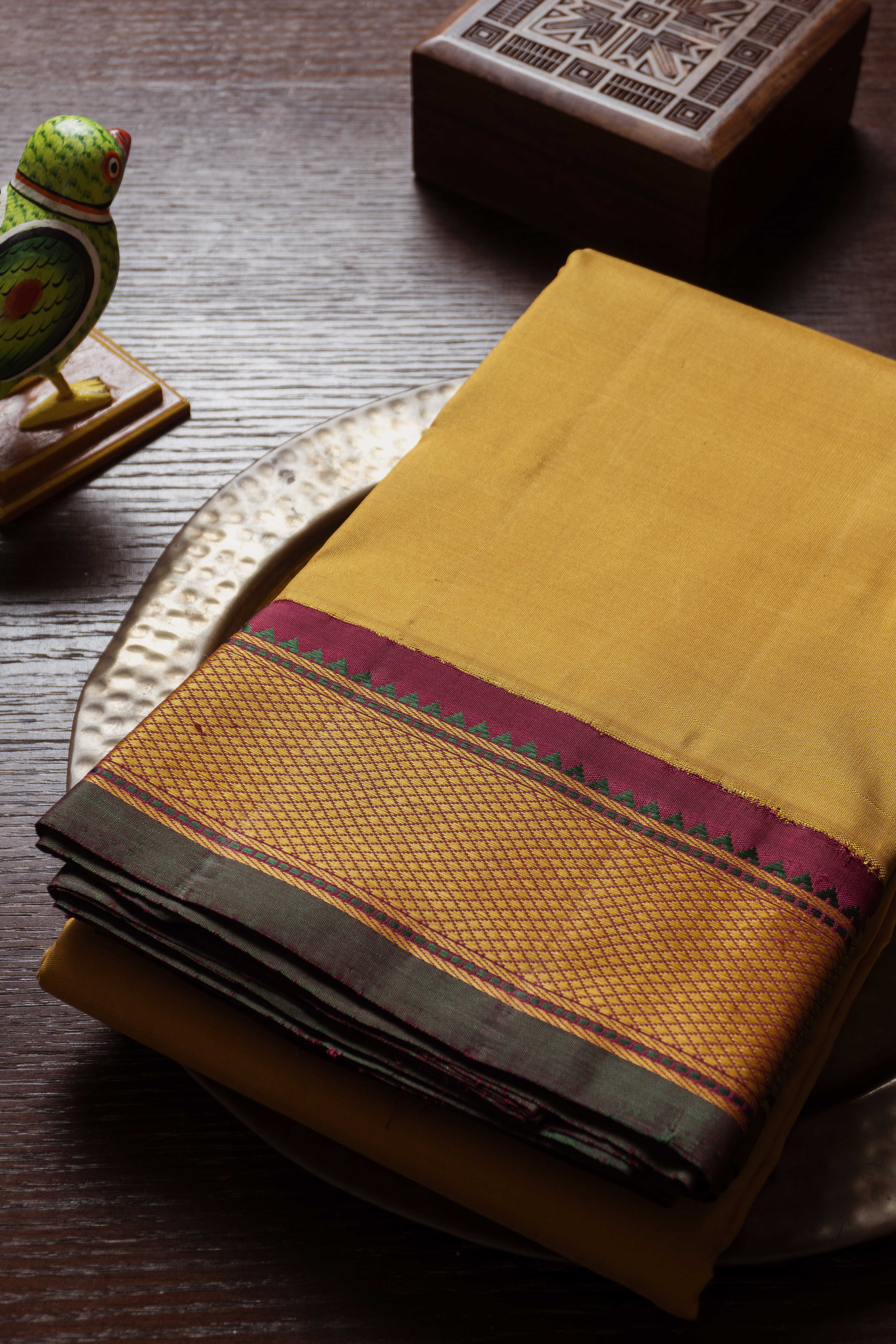 Traditional Yellow with Thread Border Kanchipuram Silk saree