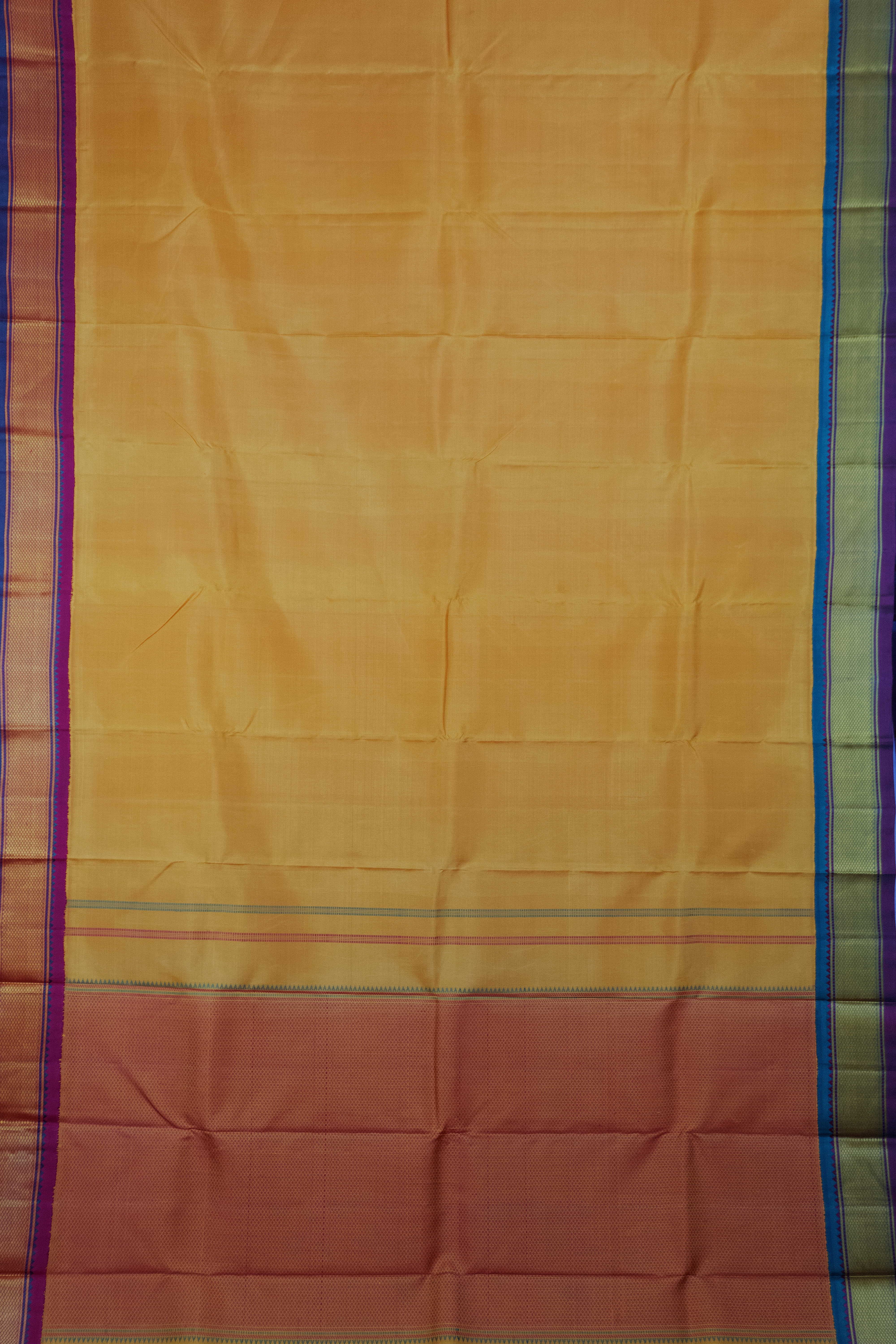 Traditional Yellow with Thread Border Kanchipuram Silk saree - Image 2