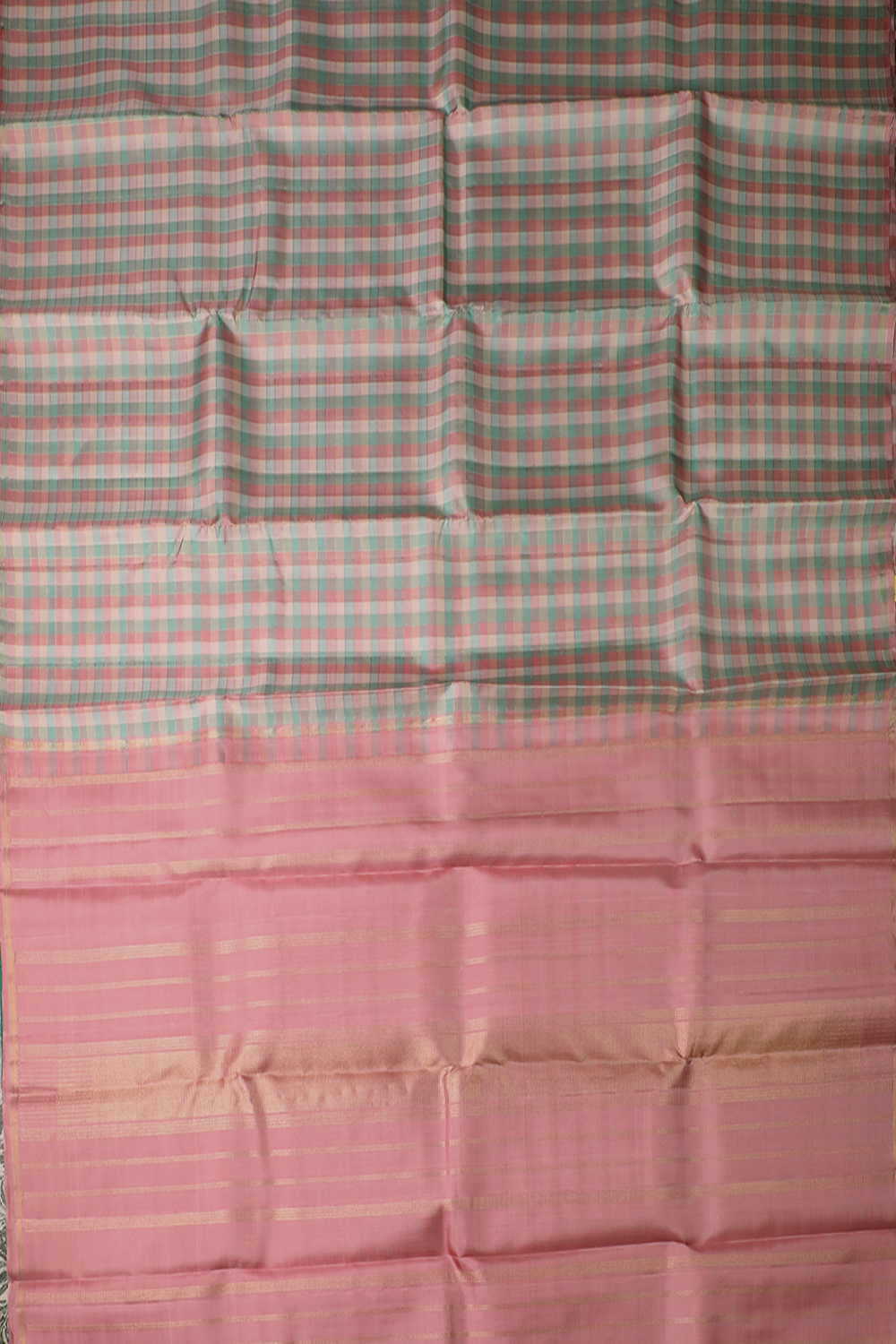 Pastel Shades Zari Checks Kanchipuram Silk saree - Image 2