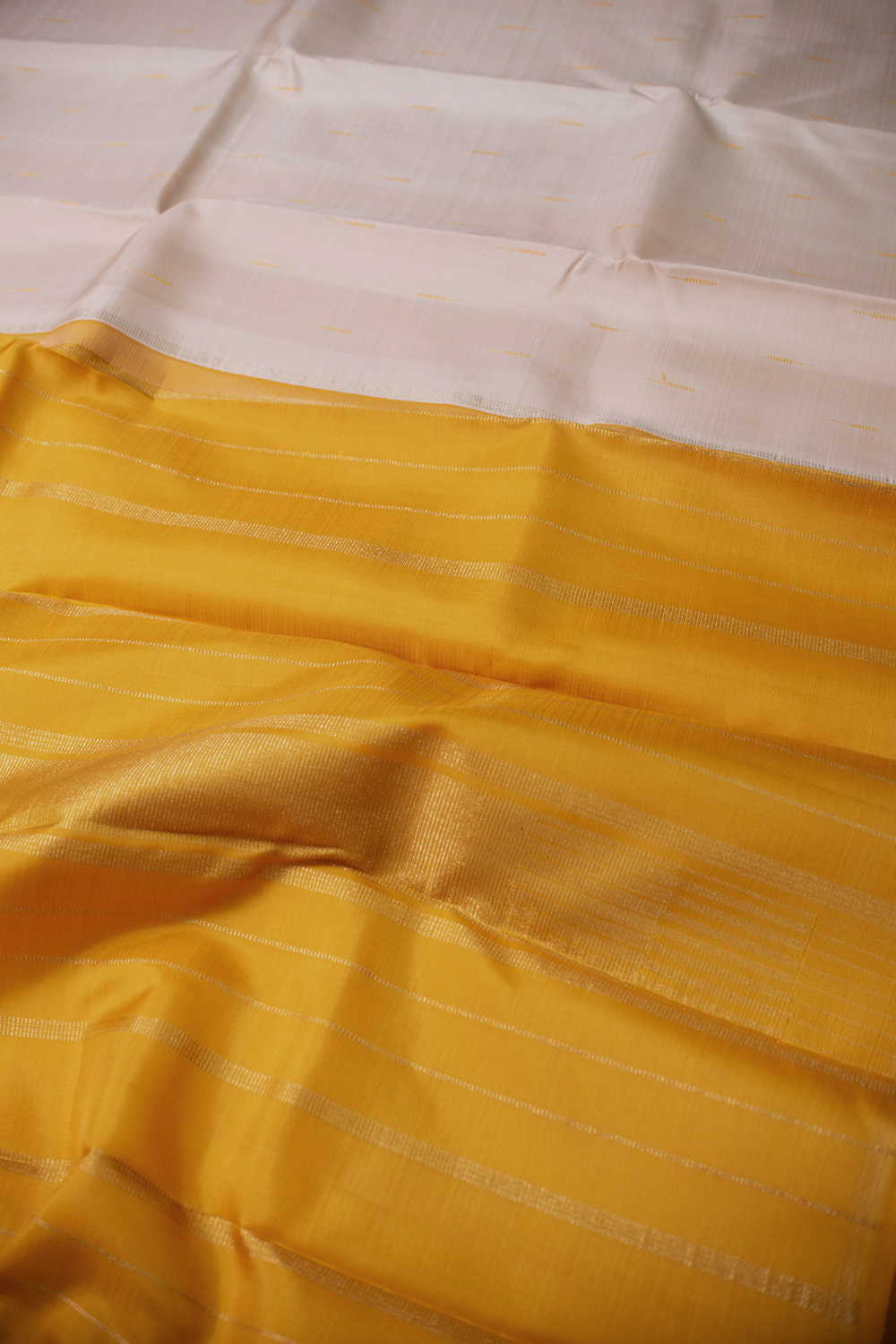 Ivory & Sunshine Yellow Pallu Kanchipuram Silk saree - Image 3
