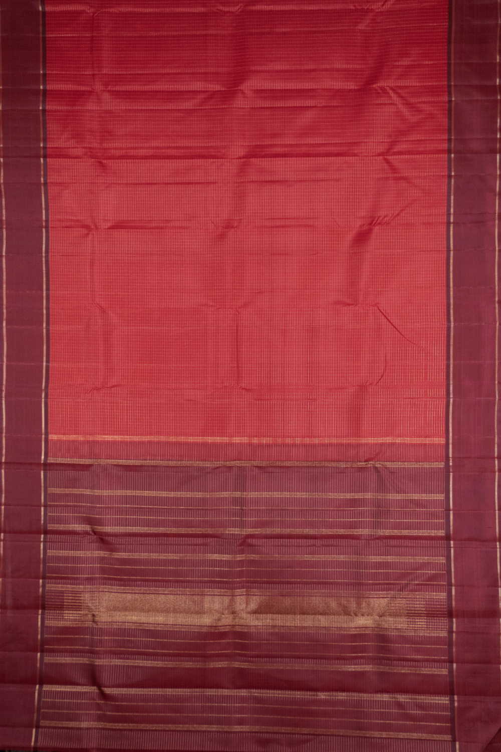 Zari Checks on Red Kanchipuram Silk Saree - Image 2