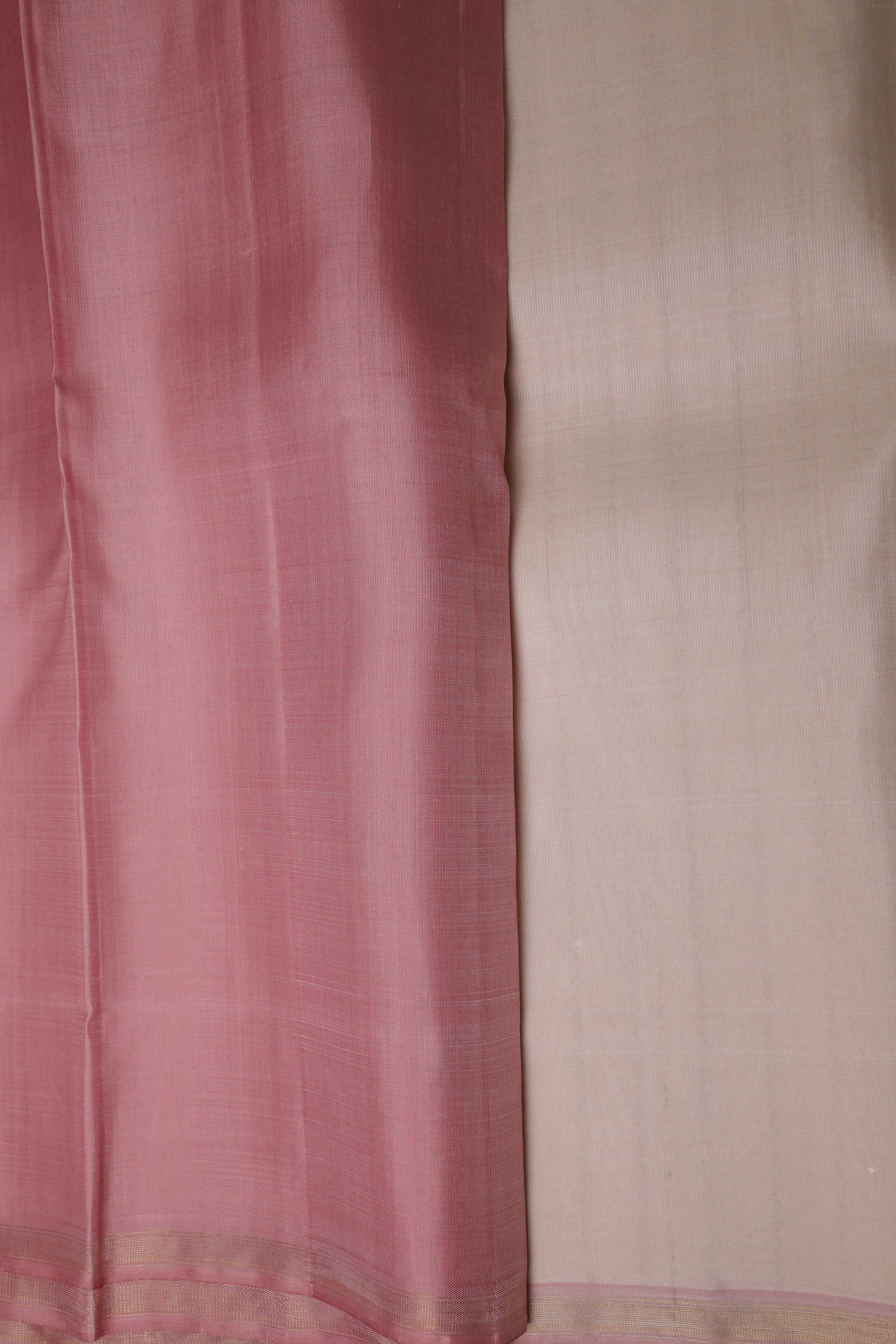 Zari Chevron Stripe - Pleasant Cream Kanchipuram Silk saree - Image 4
