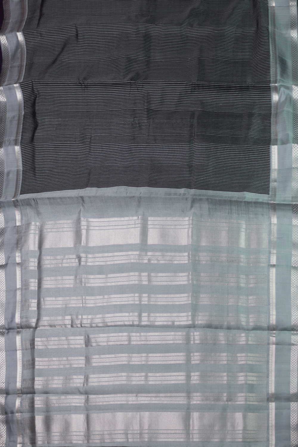 Black with Grey Border Kanchipuram Tissue Silk saree - Image 2