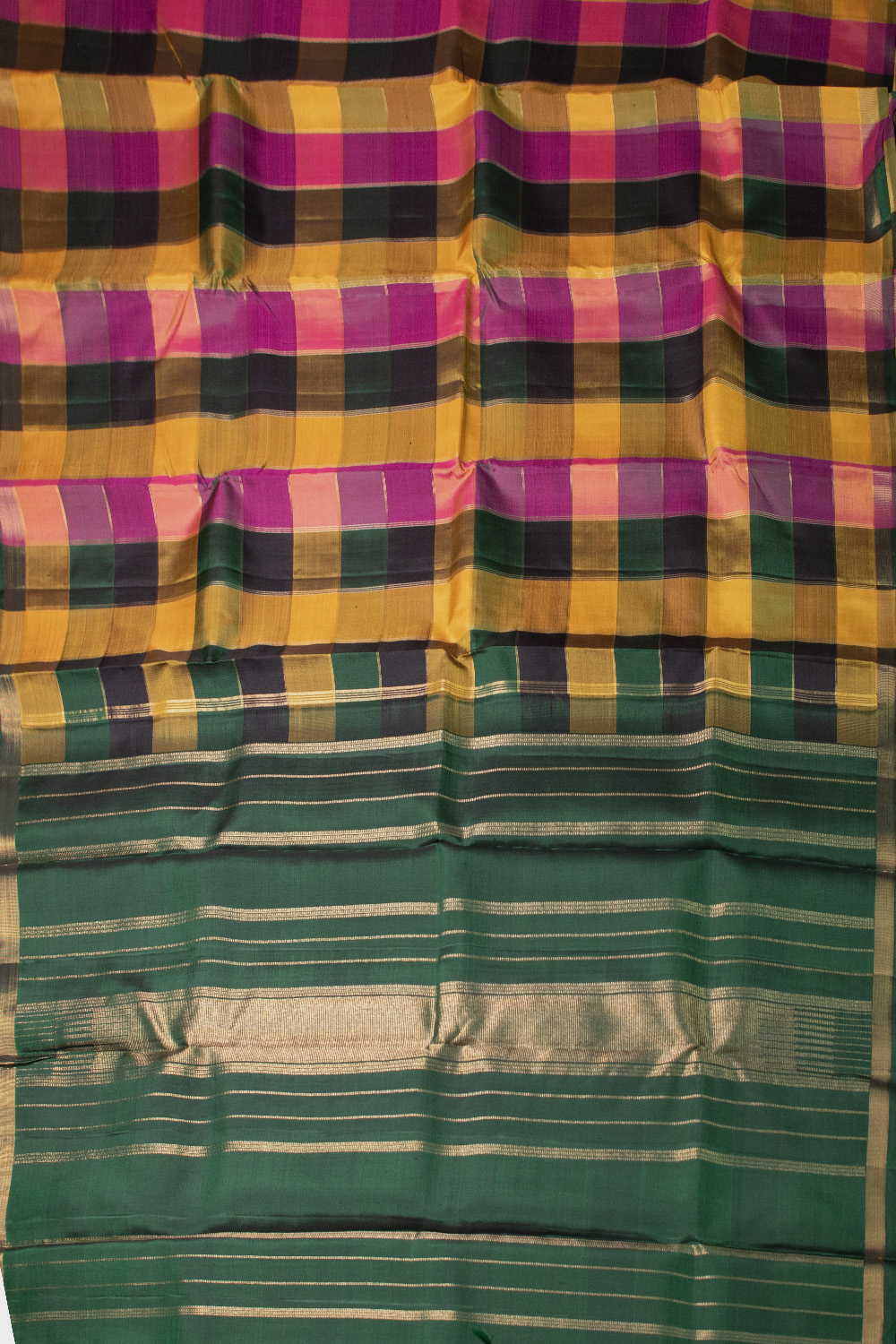 Colorburst Checks Kanchipuram Silk saree - Image 2