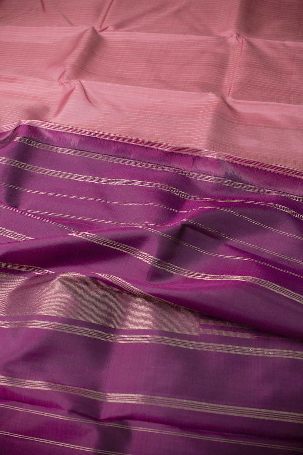 Thread Stripe on Pink Kanchipuram Silk saree - Image 3