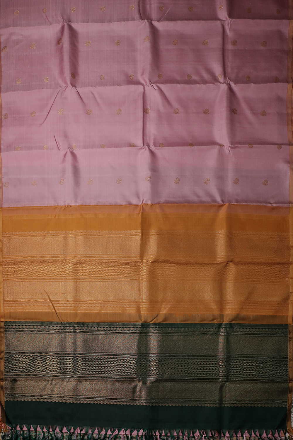 Zari Peacock Motifs on Soft Pink Kanchipuram Silk saree - Image 2
