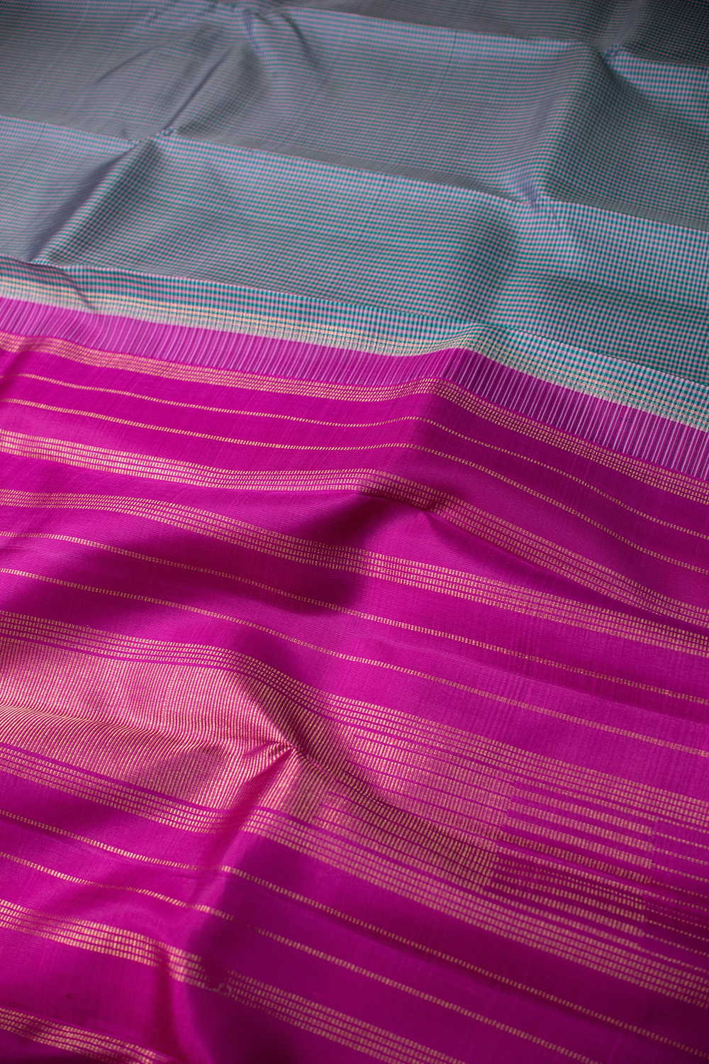 Petite Color Checks Kanchipuram Silk saree - Image 3