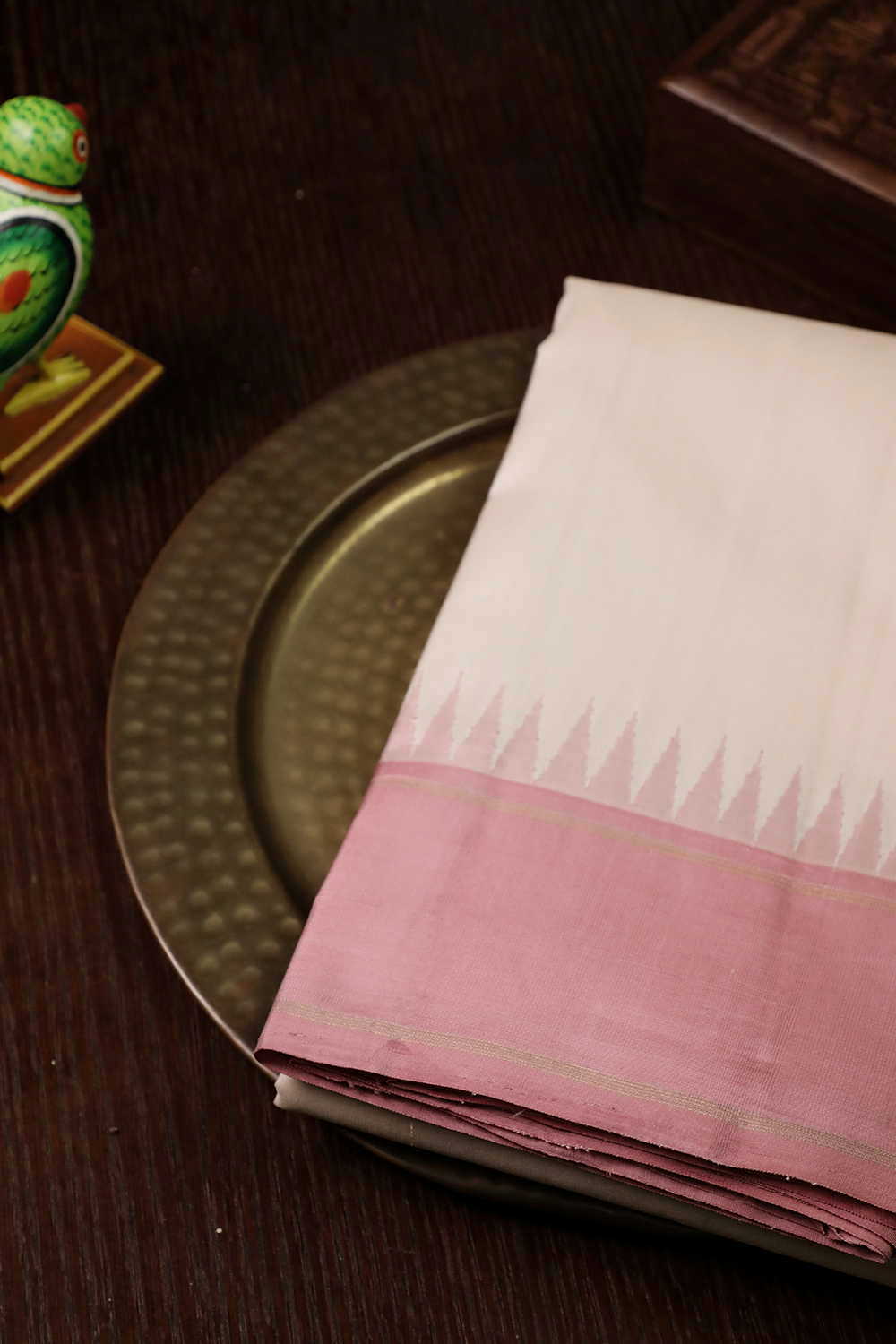 Pink & Green Border Kanchipuram Silk saree