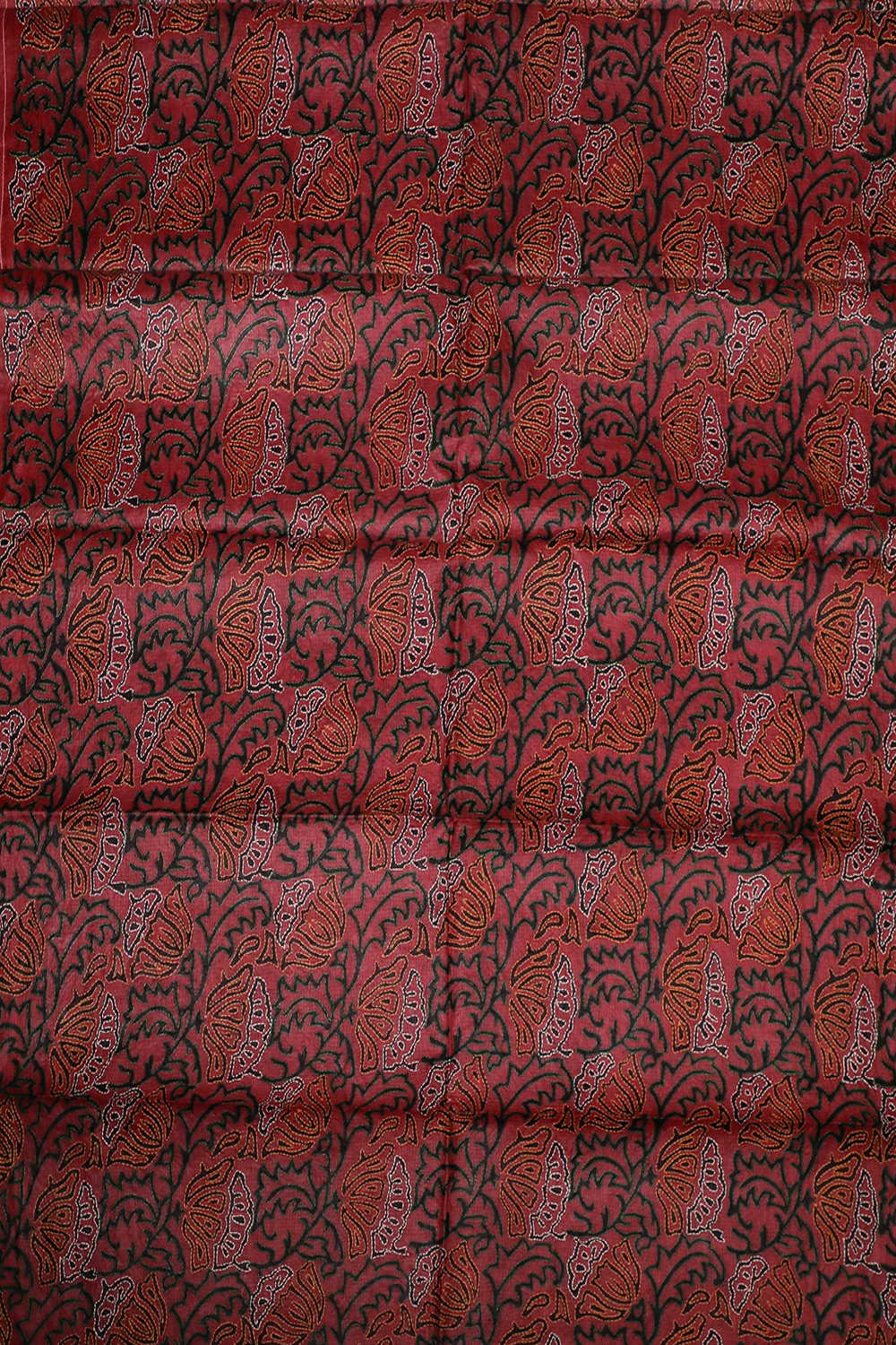 Light Maroon Floral Kantha Tussar Silk Blouse - Image 2