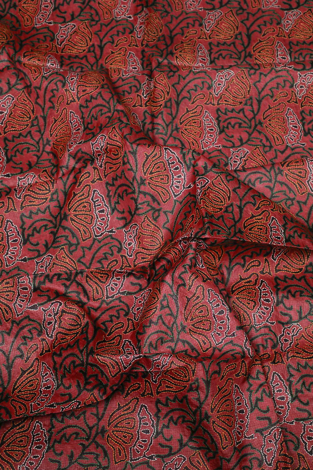 Light Maroon Floral Kantha Tussar Silk Blouse - Image 3