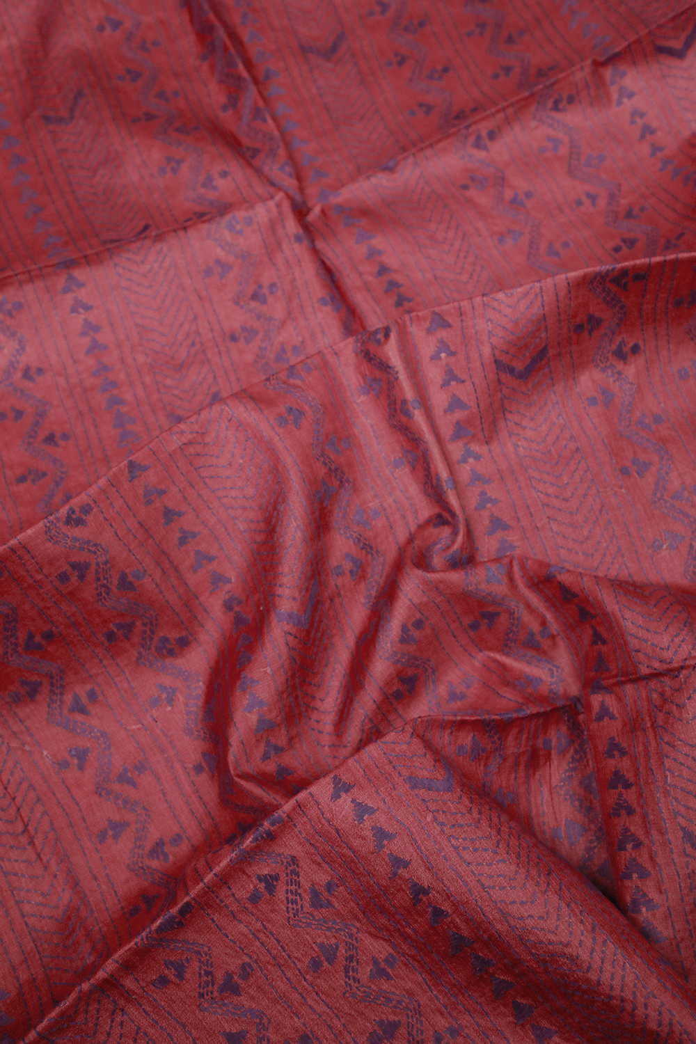 Rust Maroon Kantha Tussar Silk Blouse - Image 3