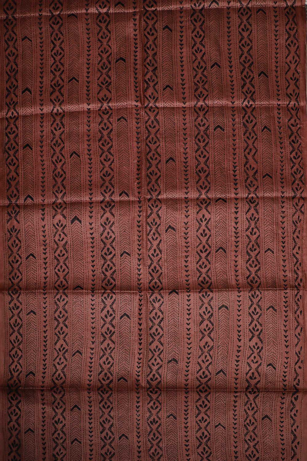 Burnt Maroon Kantha Tussar Silk Blouse - Image 2