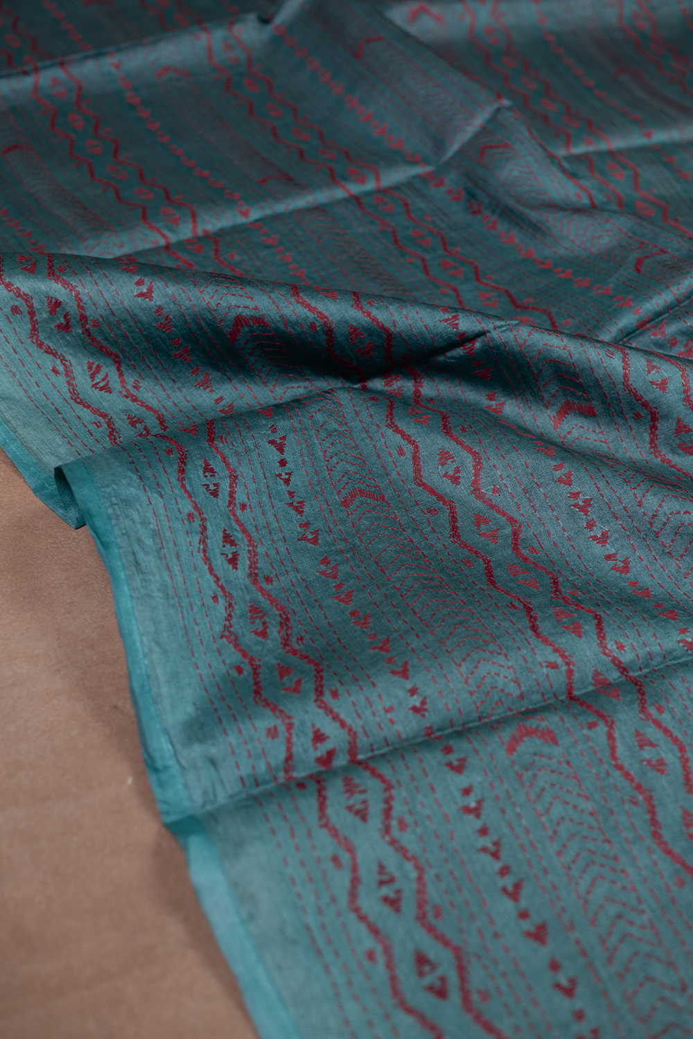 Shade of Blue Kantha Tussar Silk Blouse - Image 3
