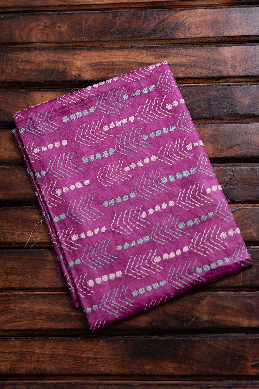 Arrow Motifs on Pink Kantha Silk Blouse