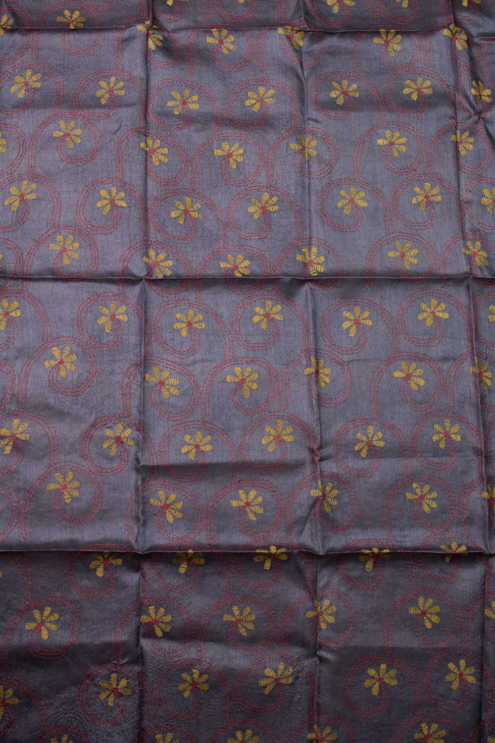 Bluish Grey Kantha Silk Blouse - Image 2
