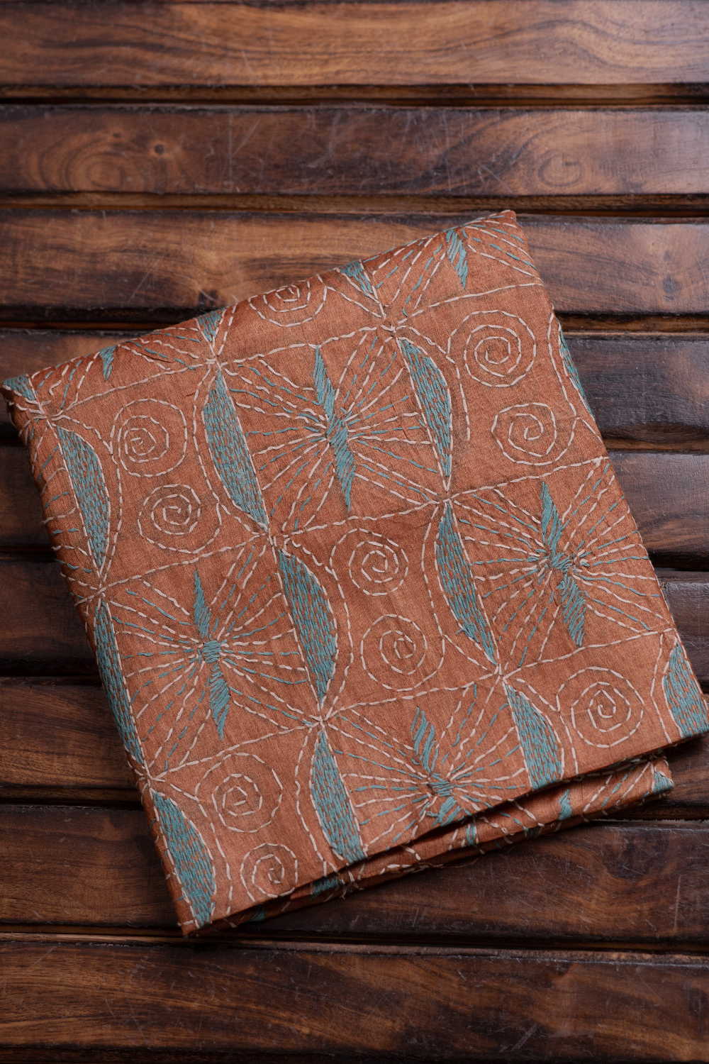 Shade of Orange Kantha Silk Blouse