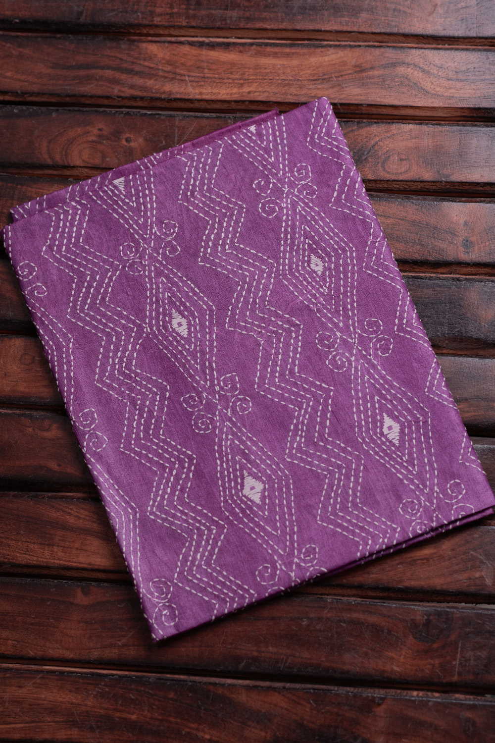 Chevron Design with Pink Kantha Silk Blouse