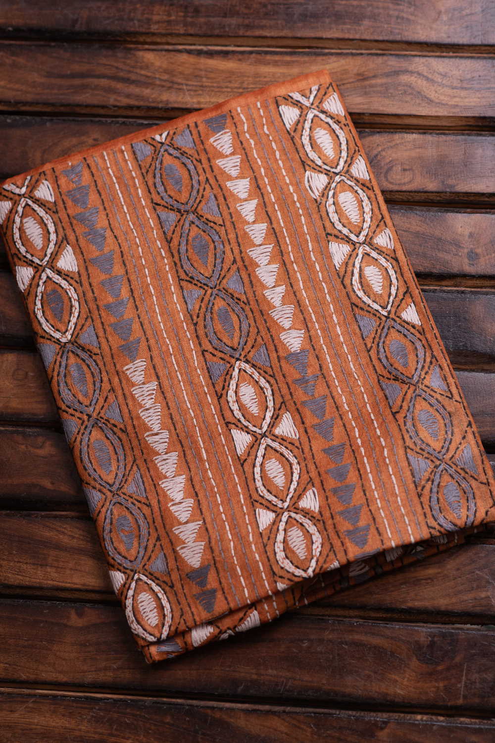 Orange Shaded Kantha Silk Blouse