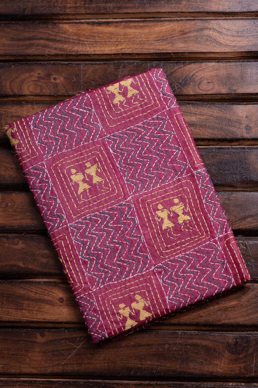 Maroon Shaded Kantha Silk Blouse
