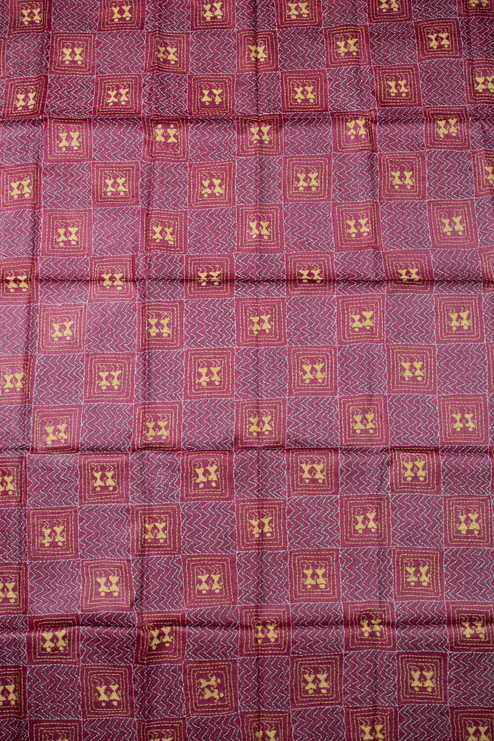 Maroon Shaded Kantha Silk Blouse - Image 2