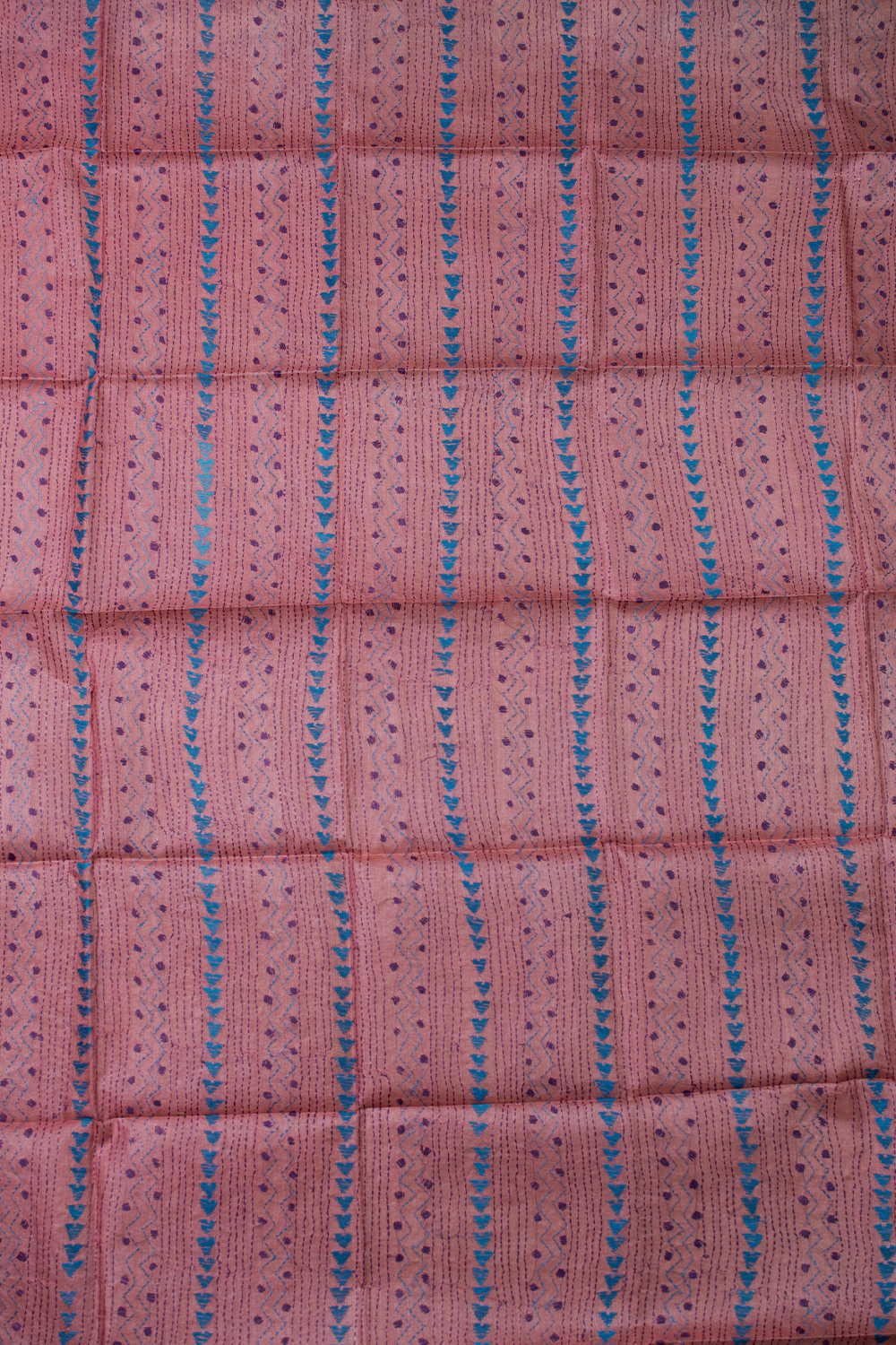 Shade of Peach Kantha Silk Blouse - Image 2