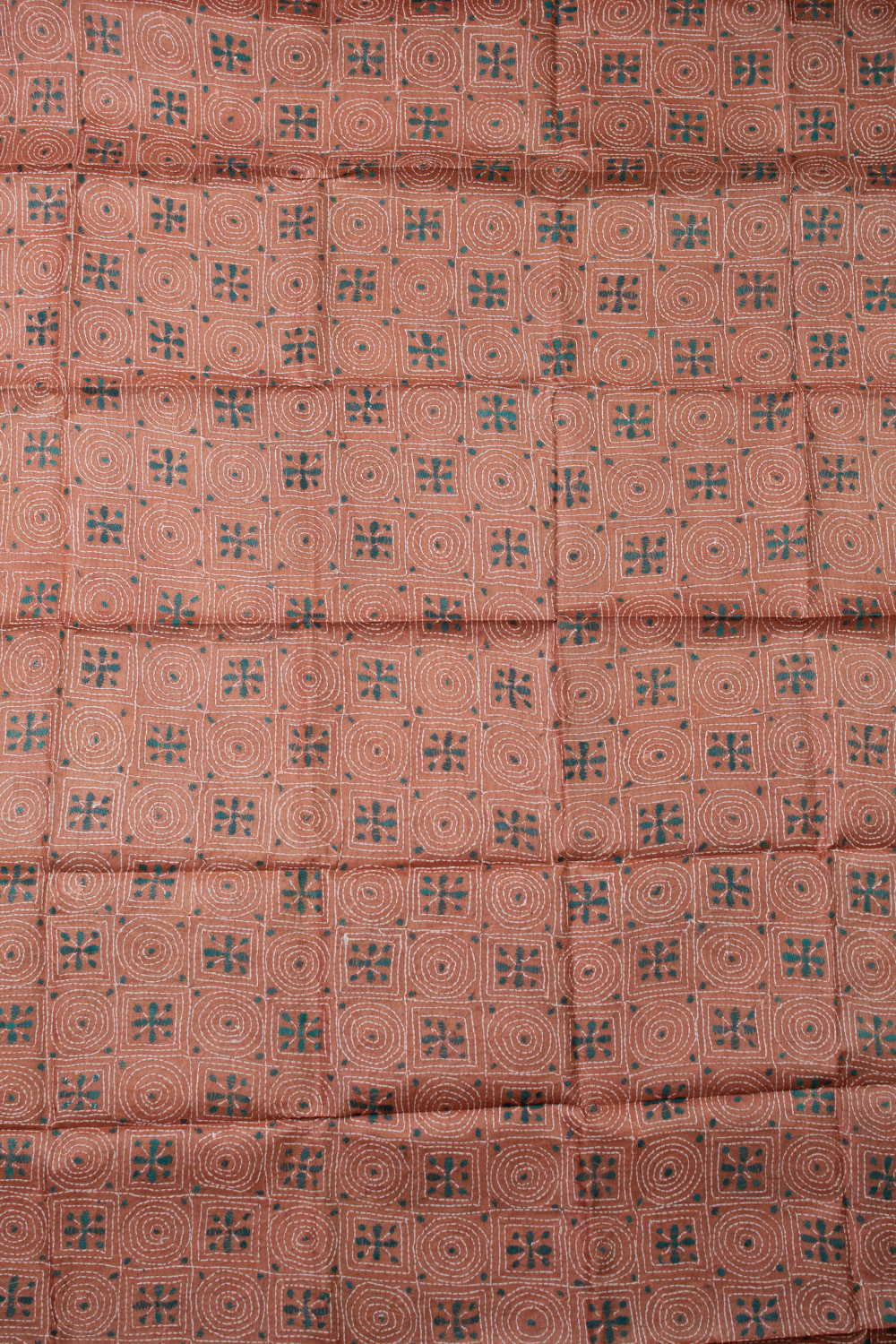 Dull Orange Shaded Kantha Silk Blouse - Image 2