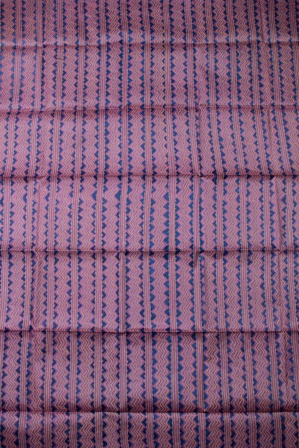 Muted Pink with Chevron Pattern Kantha Silk Blouse - Image 2
