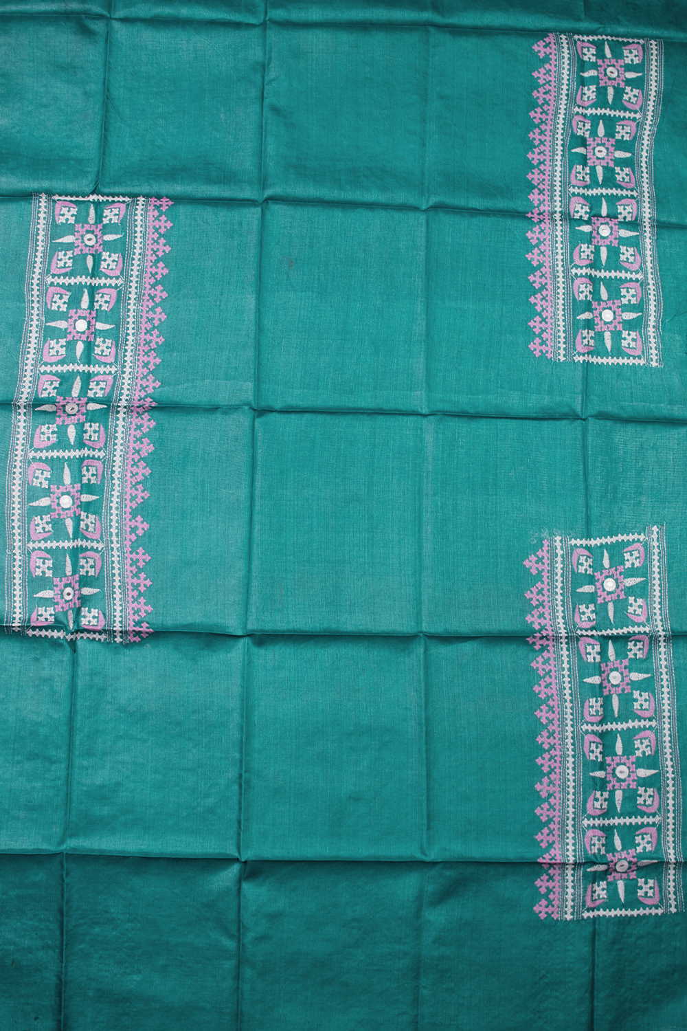 Blue Shaded Kantha Silk Blouse - Image 2