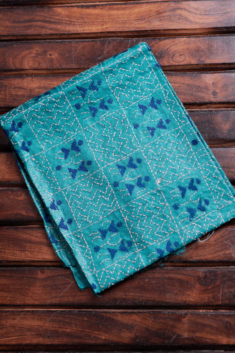 Blue Kantha Silk Blouse