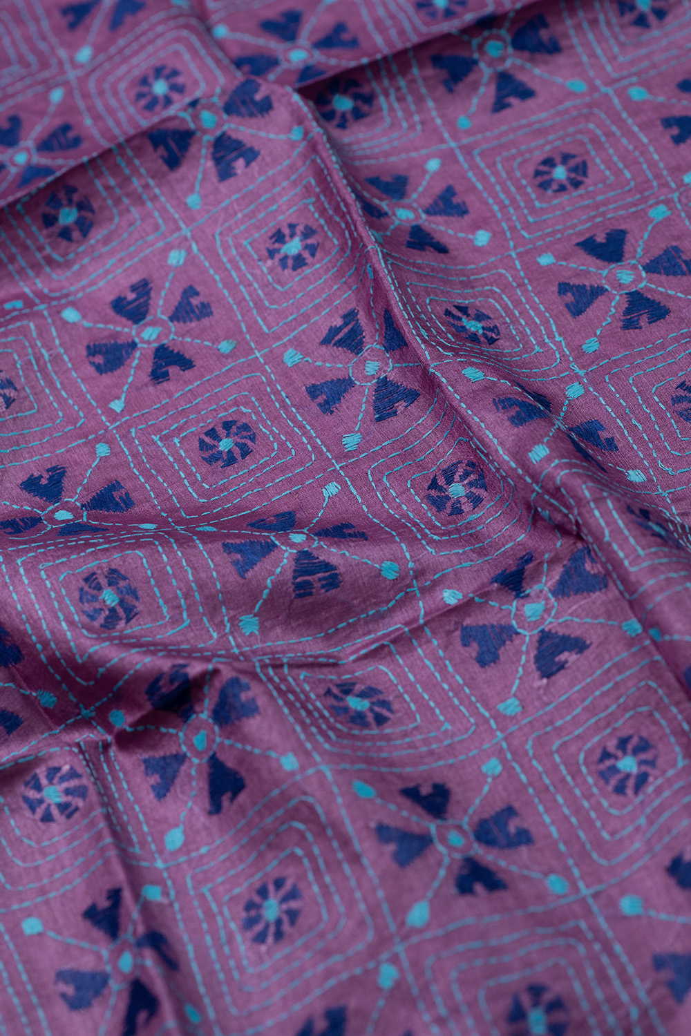 Muted Purple Kantha Silk Blouse - Image 3