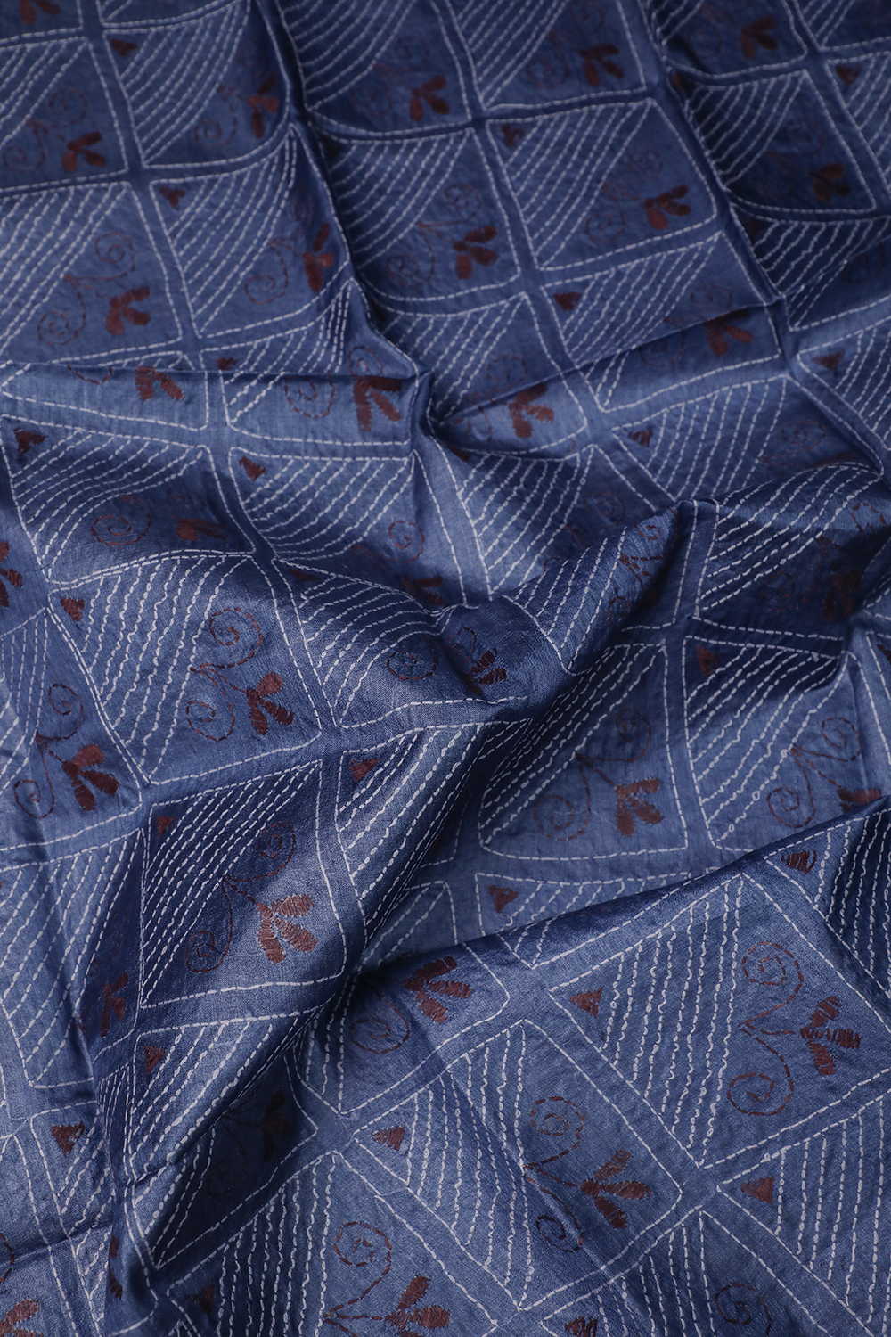 Aegean Blue Kantha Silk Blouse - Image 3