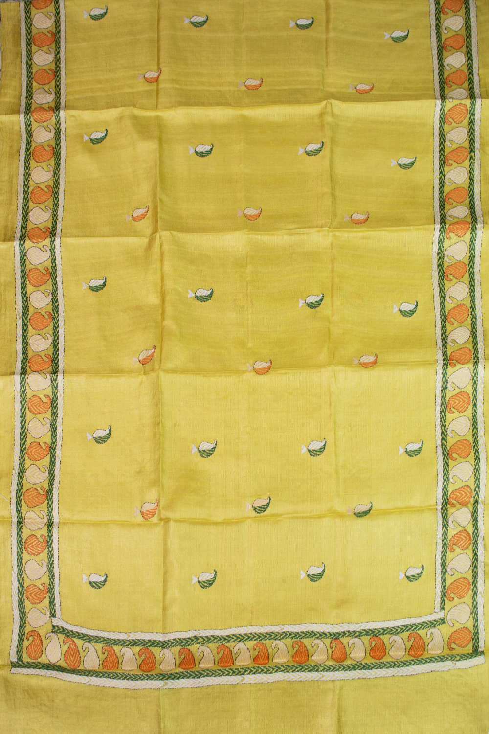 Yellow Kantha Silk Dupatta - Image 3