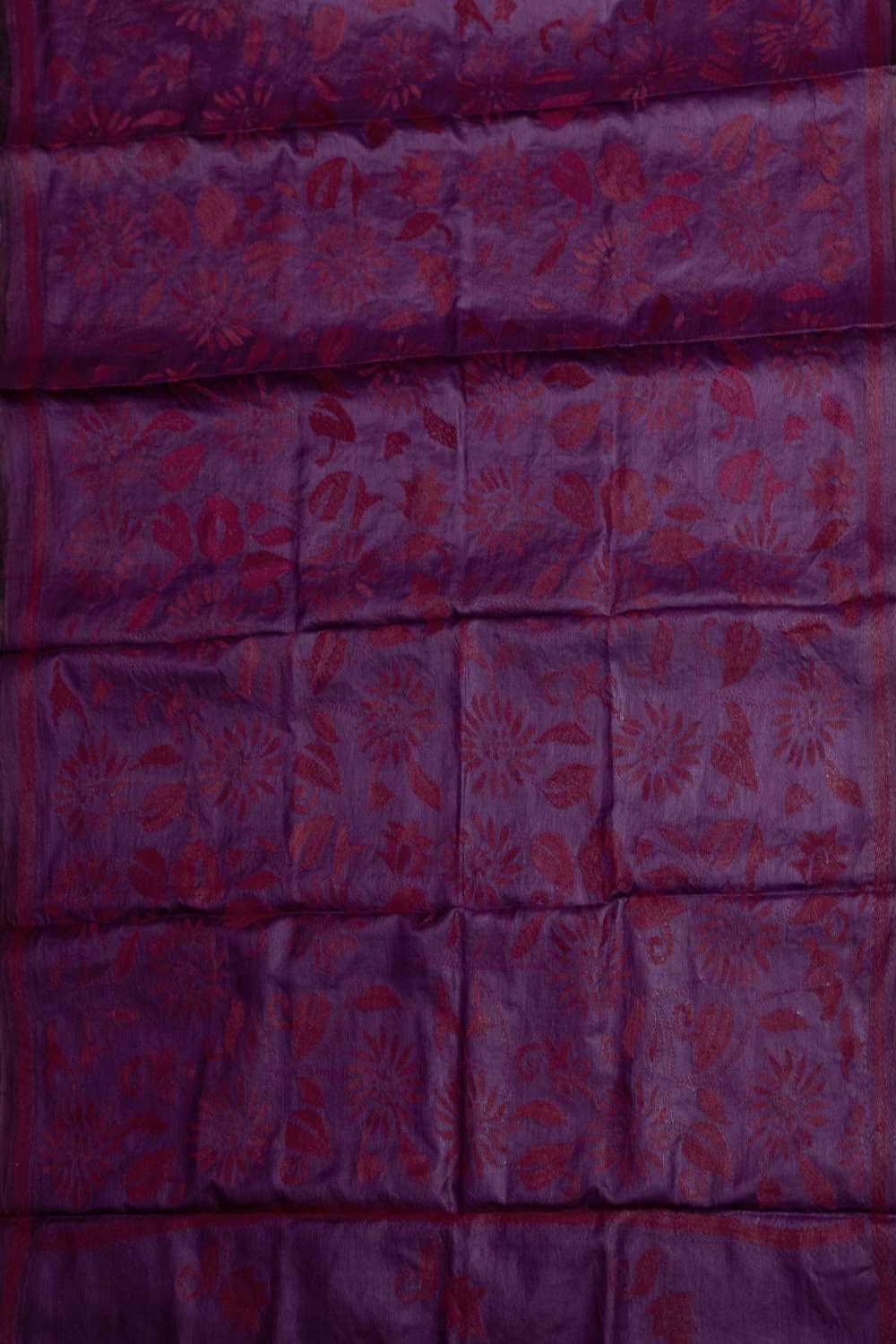 Pink with Maroon Floral Kantha Tussar Dupatta - Image 2