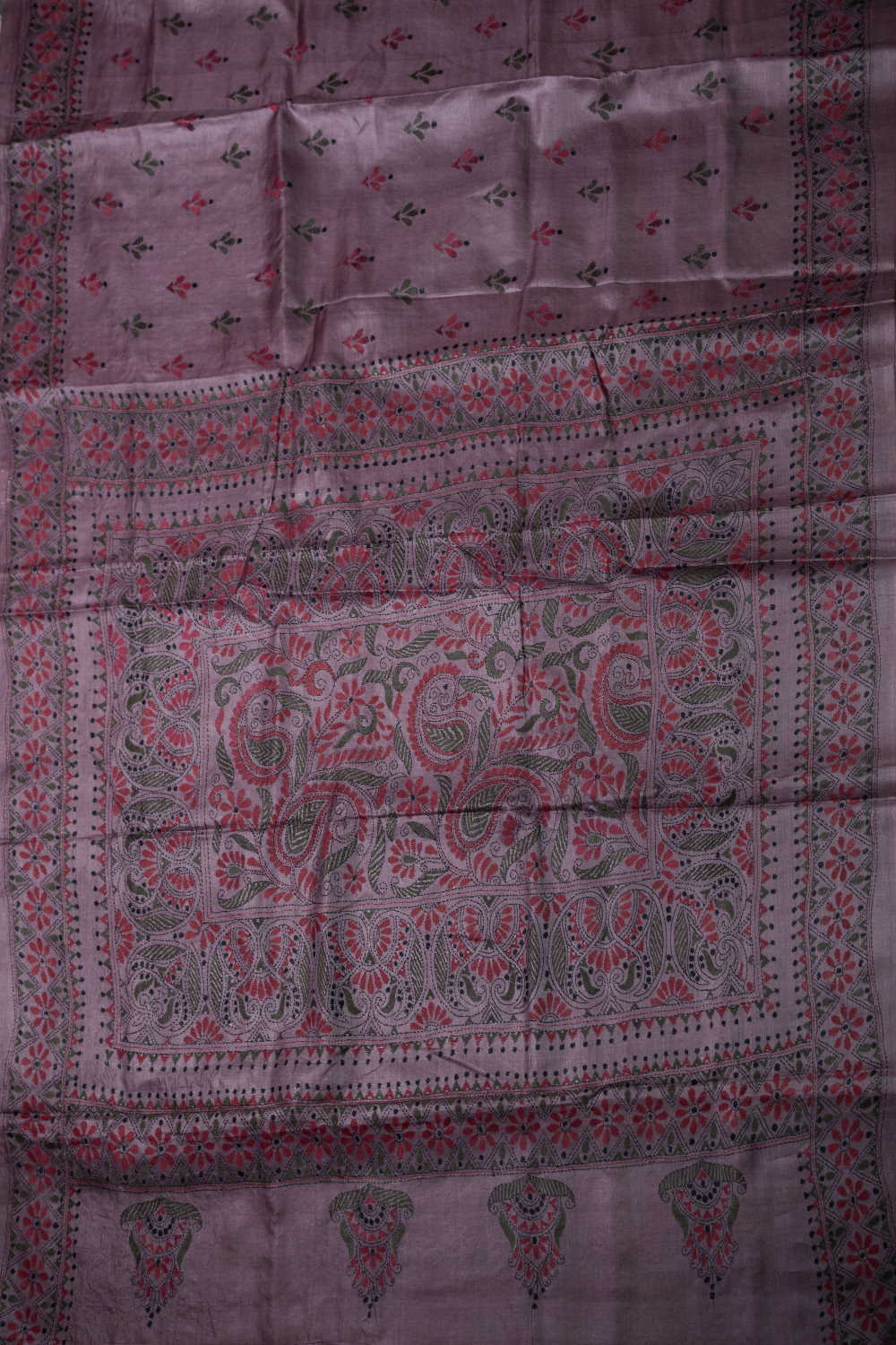Little Motifs on Pink Kantha Tussar saree - Image 2