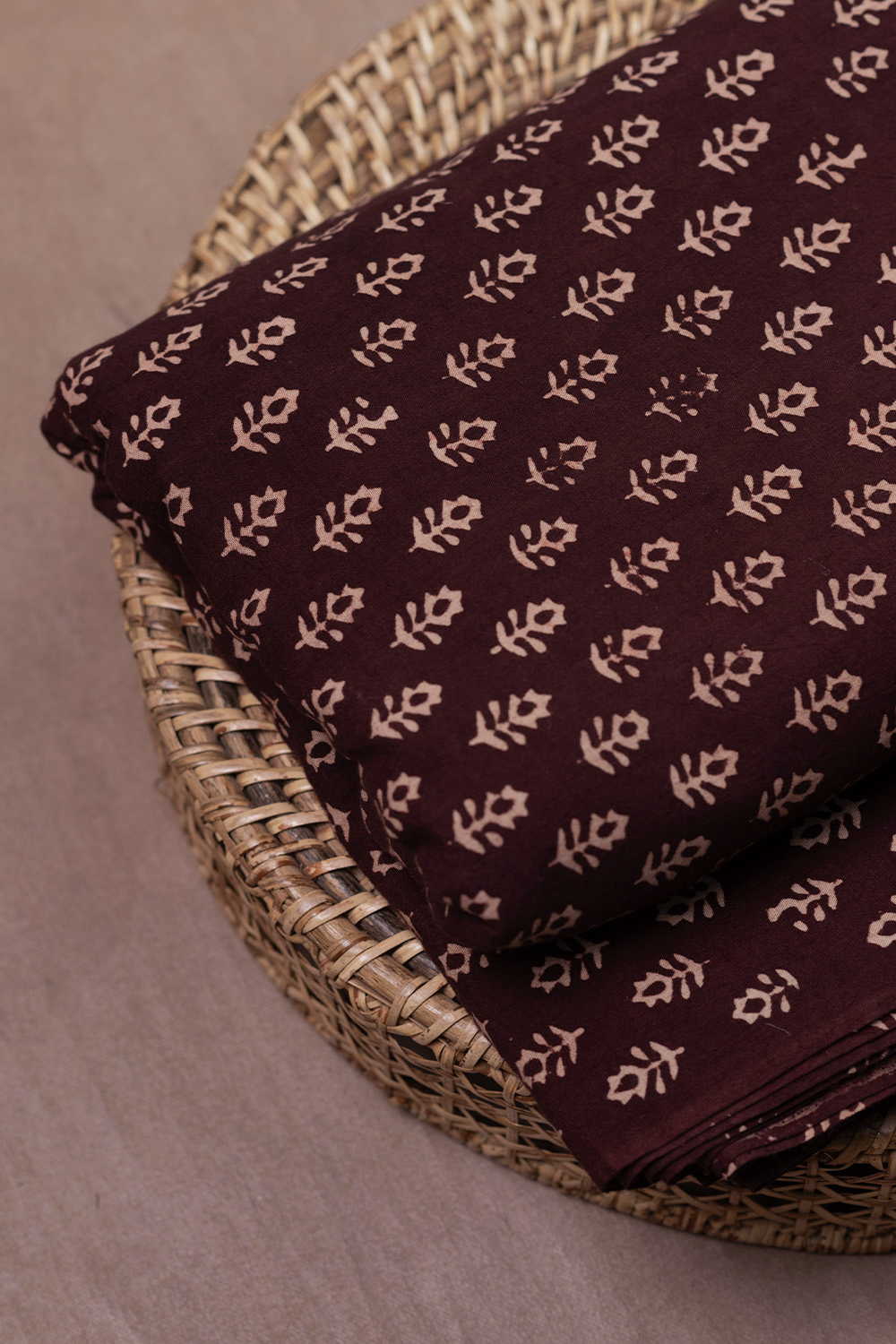 Dark Brown Kutch Cotton Fabric - Image 2