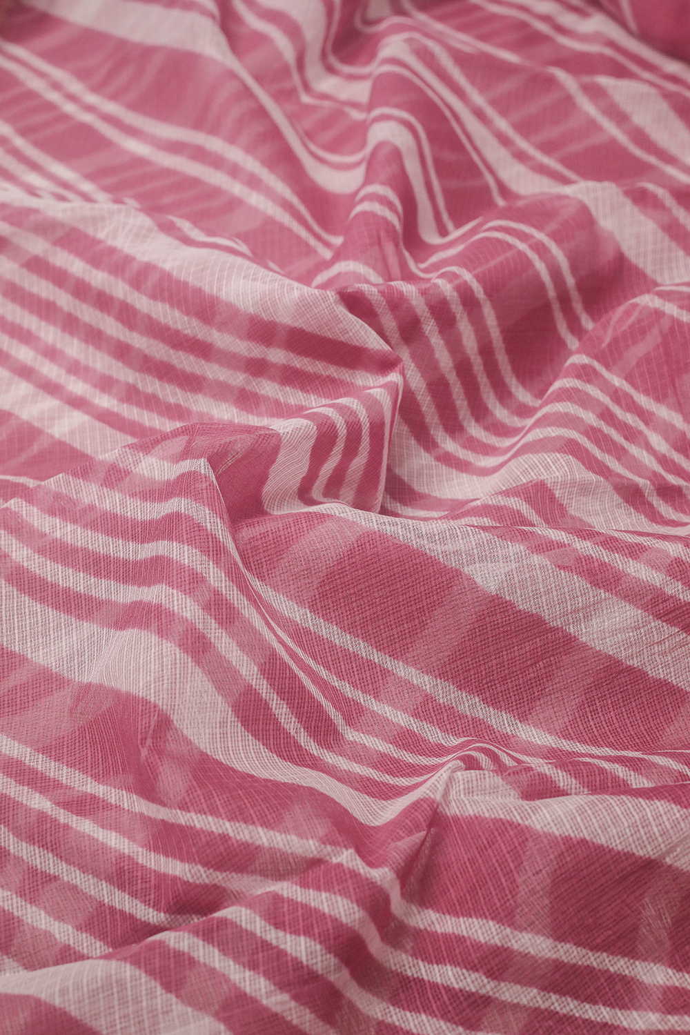 Pink Stripes Leheriya Kota Cotton saree - Image 2