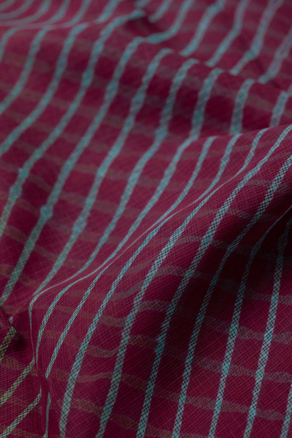 Purple with Multi Lines Leheriya Kota Cotton Fabric - Image 3