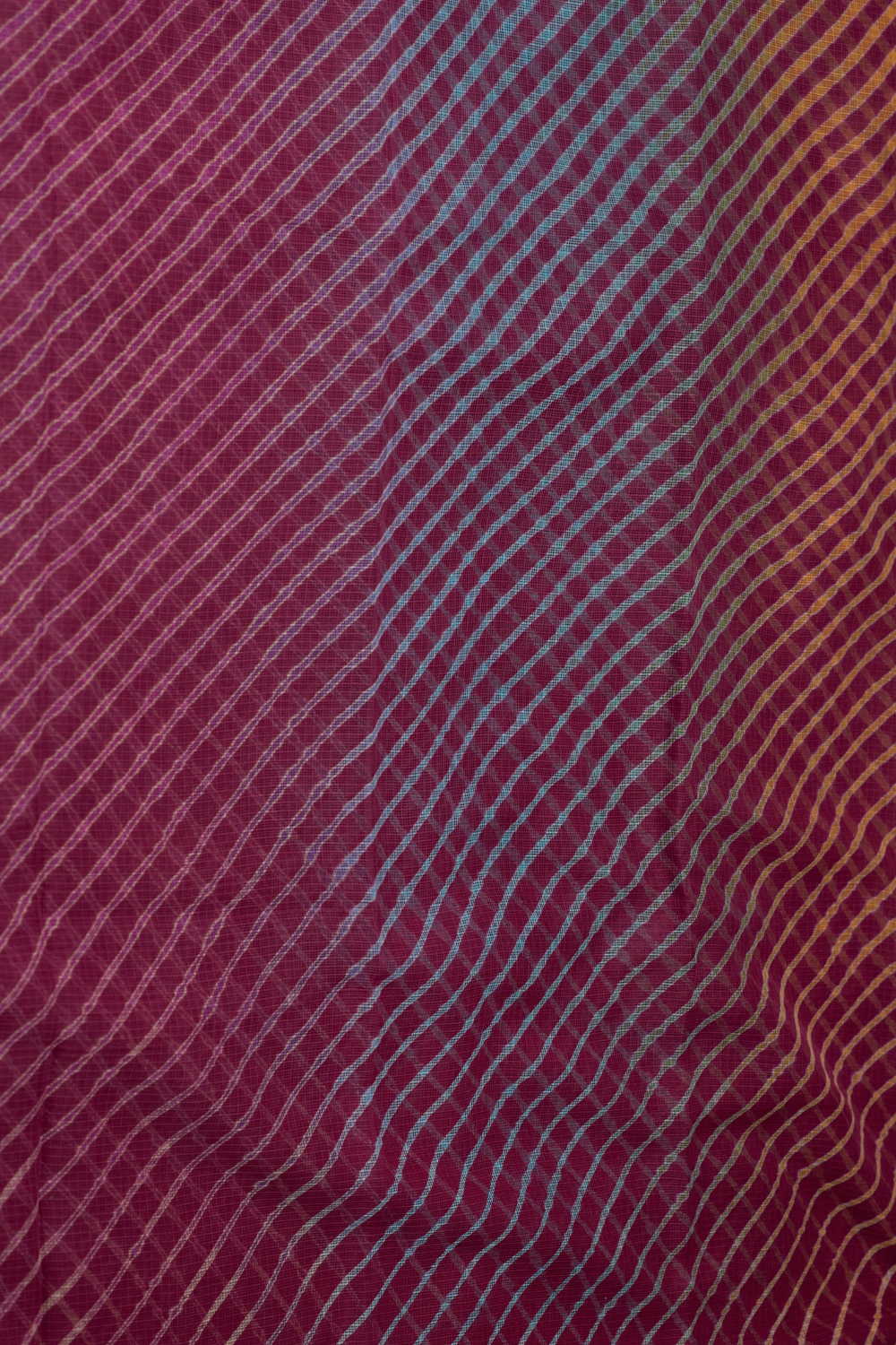 Purple with Multi Lines Leheriya Kota Cotton Fabric - Image 4