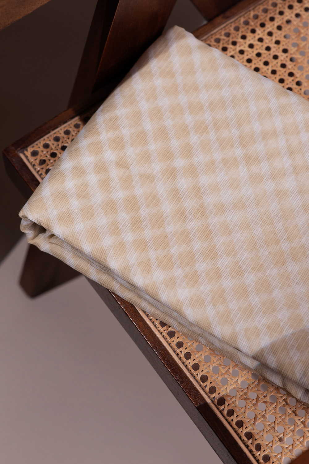 Light Beige Leheriya Kota Cotton Fabric