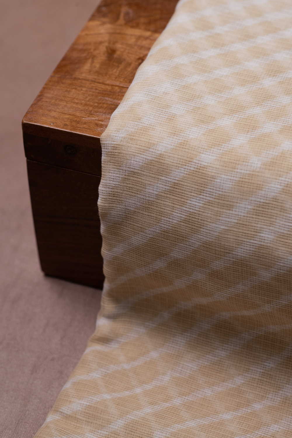 Light Beige Leheriya Kota Cotton Fabric - Image 2