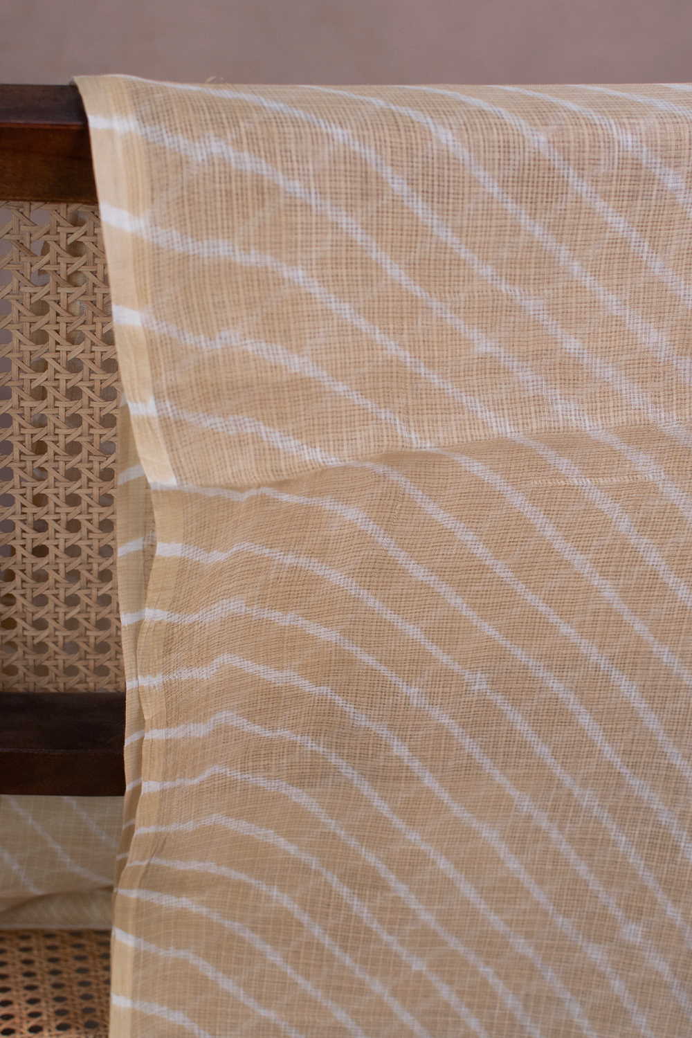 Light Beige Leheriya Kota Cotton Fabric - Image 5