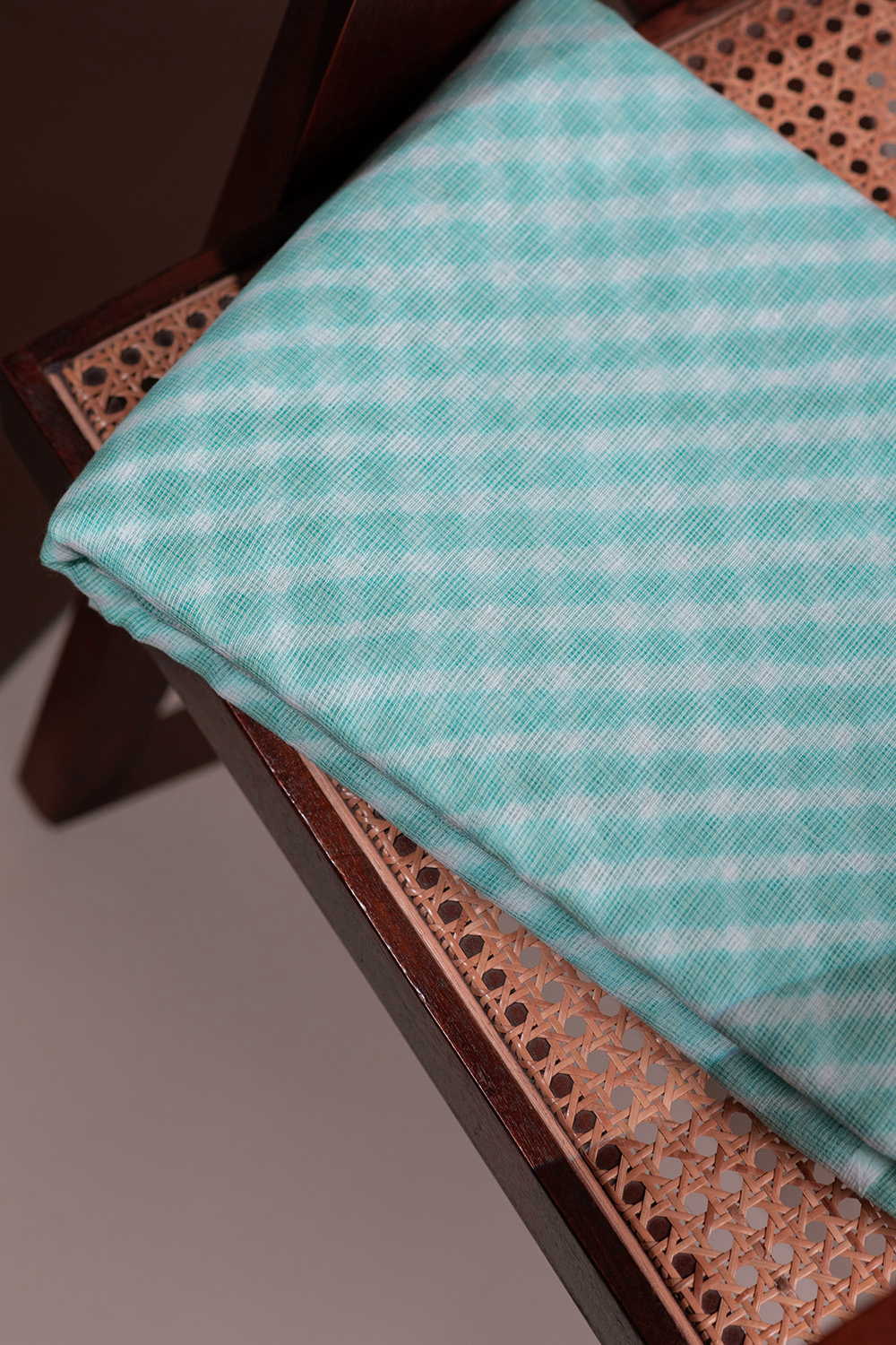 Creamy Blue Leheriya Kota Cotton Fabric