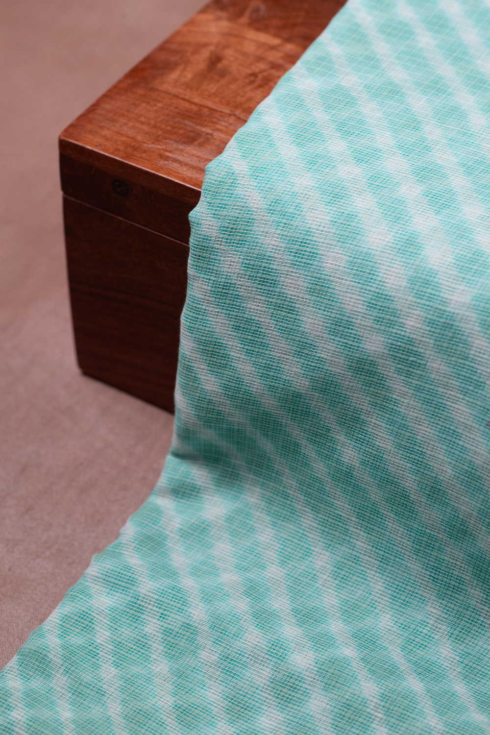 Creamy Blue Leheriya Kota Cotton Fabric - Image 2