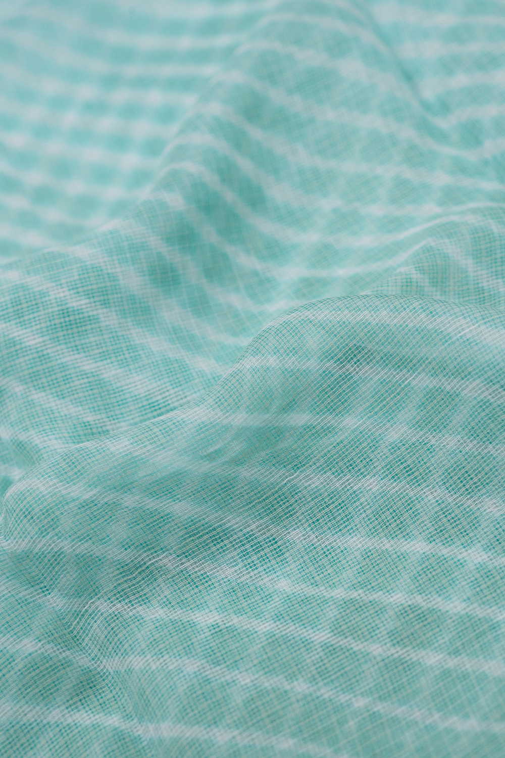 Creamy Blue Leheriya Kota Cotton Fabric - Image 3