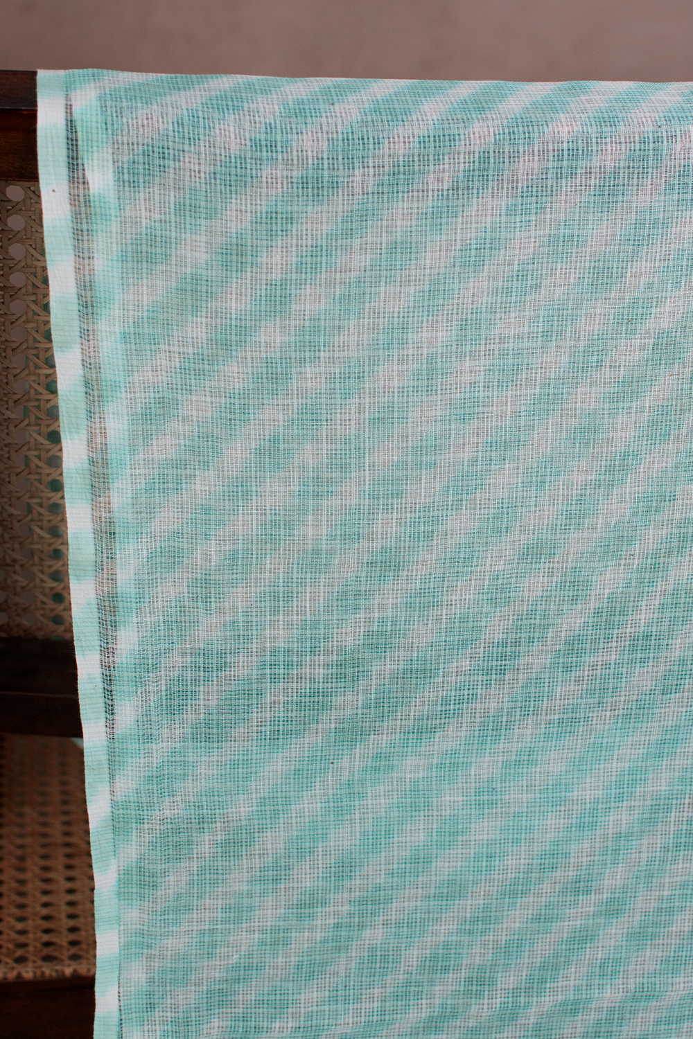 Creamy Blue Leheriya Kota Cotton Fabric - Image 5