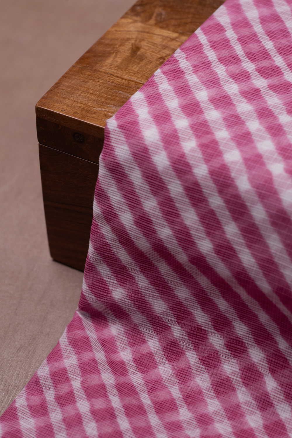 Deep Pink Leheriya Kota Cotton Fabric - Image 2